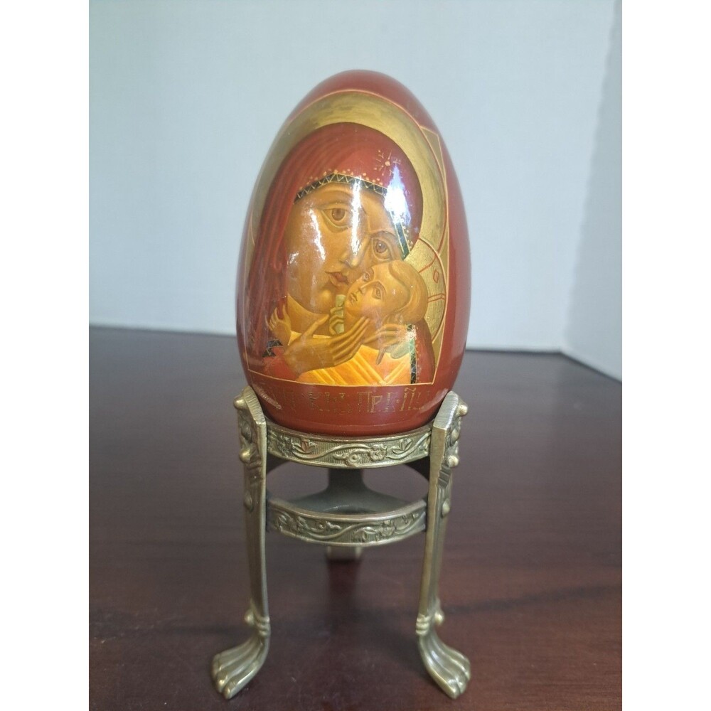Vintage Handpainted Russian Othodox Recovery Of The Dead Madonna And Child...